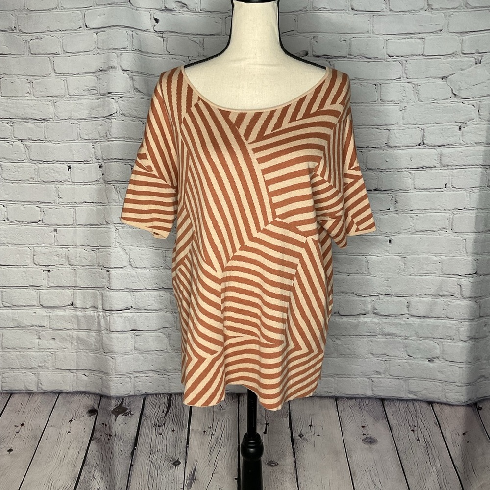 Soft Surroundings Brown Mocha Sand Calliope Striped Sweater Tee Large